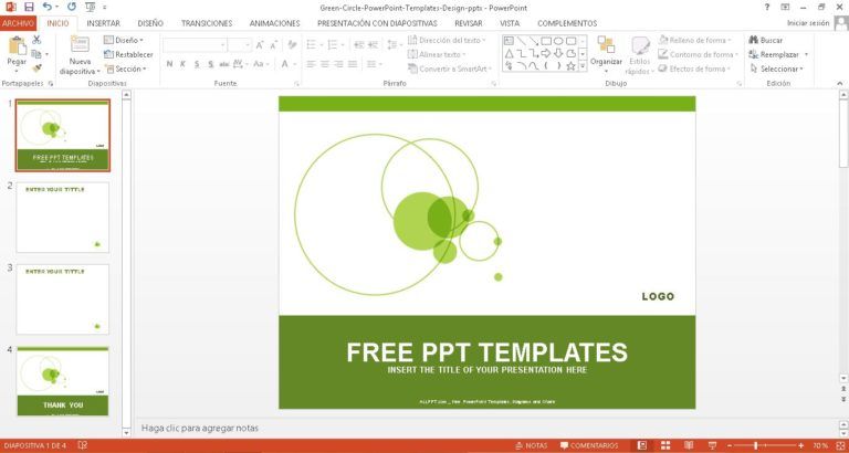 Plantilla círculos verdes para PowerPoint