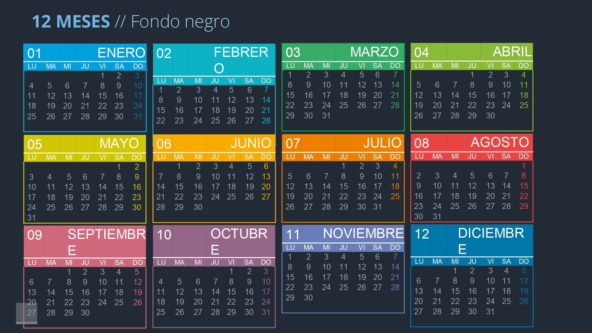 Calendario 2021 en PowerPoint