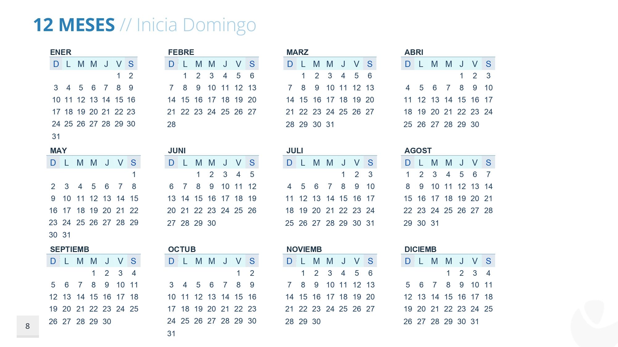 Calendario 2021 en PowerPoint