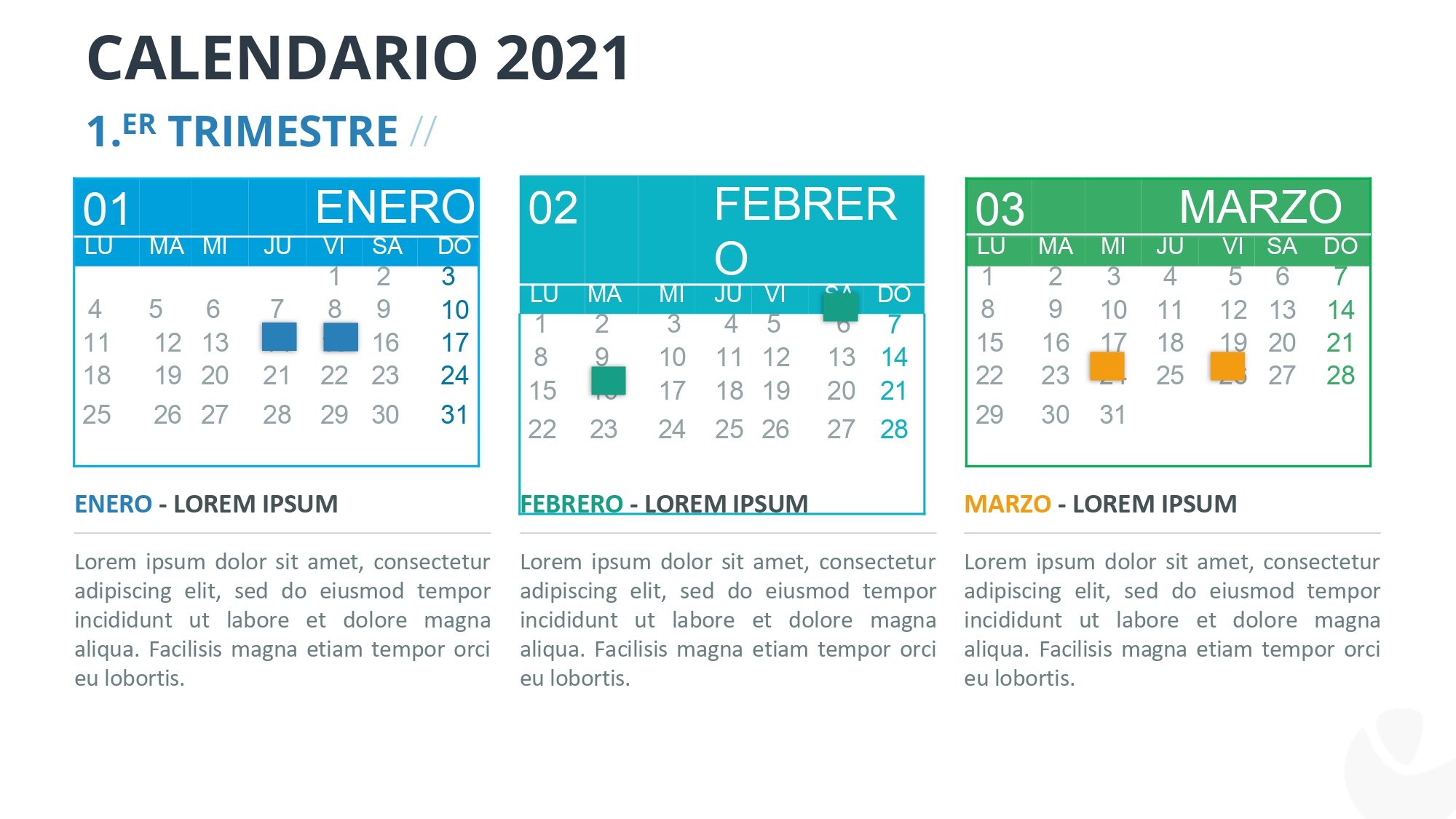 Calendario 2021 en PowerPoint