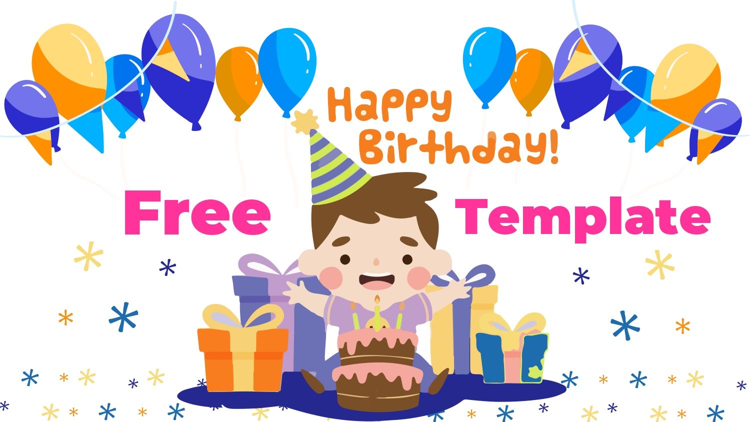 Feliz Cumpleaños Para Niños Plantilla PowerPoint