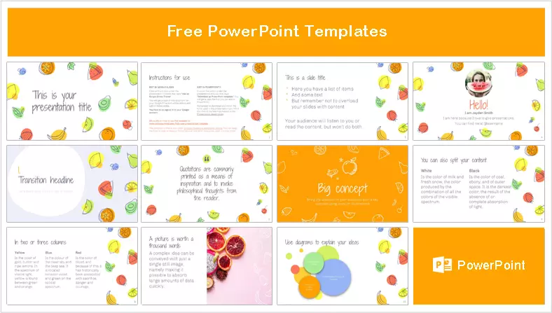 Frutas Dibujadas Plantilla PowerPoint