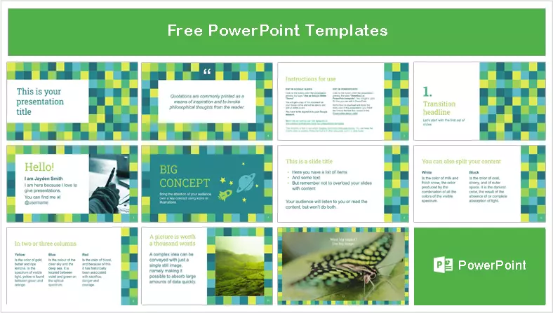 Cuadros Verdes Plantilla PowerPoint