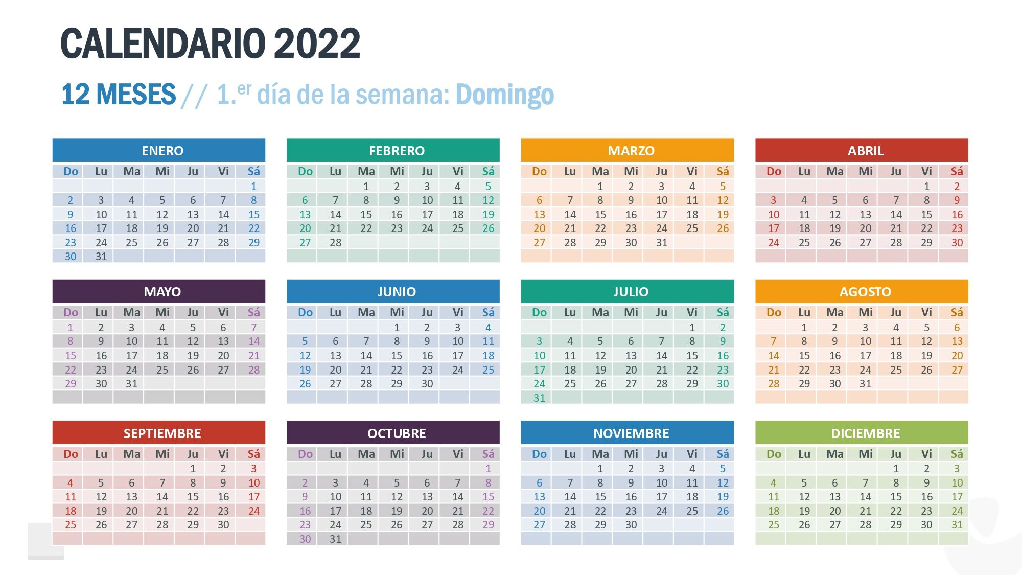 Calendario 2022 en PowerPoint