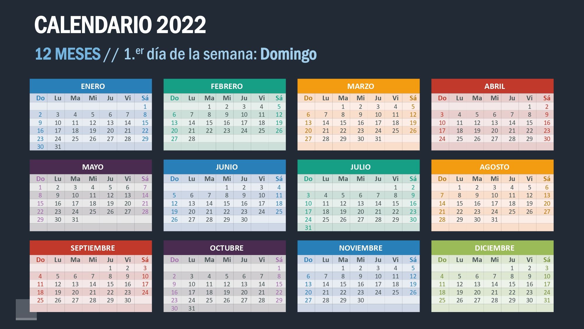 Calendario 2022 en PowerPoint