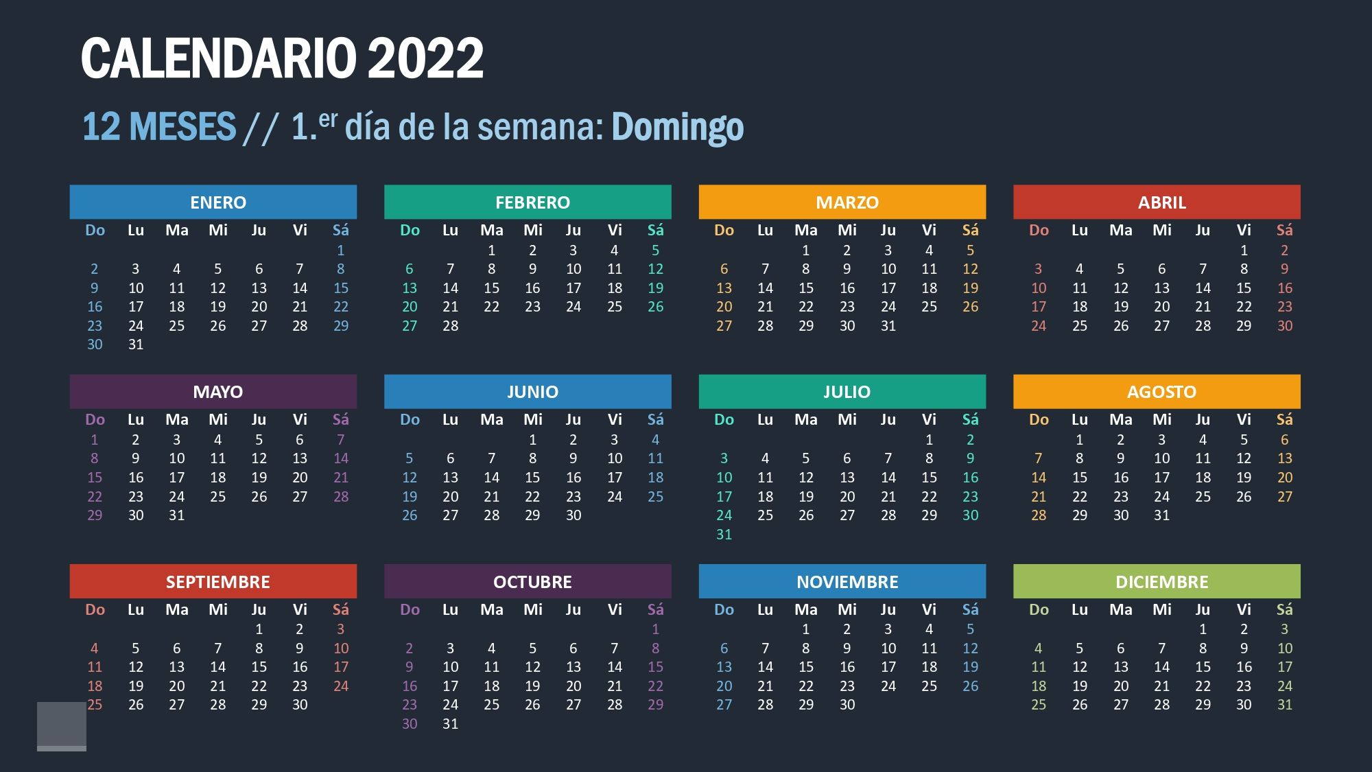 Calendario 2022 en PowerPoint