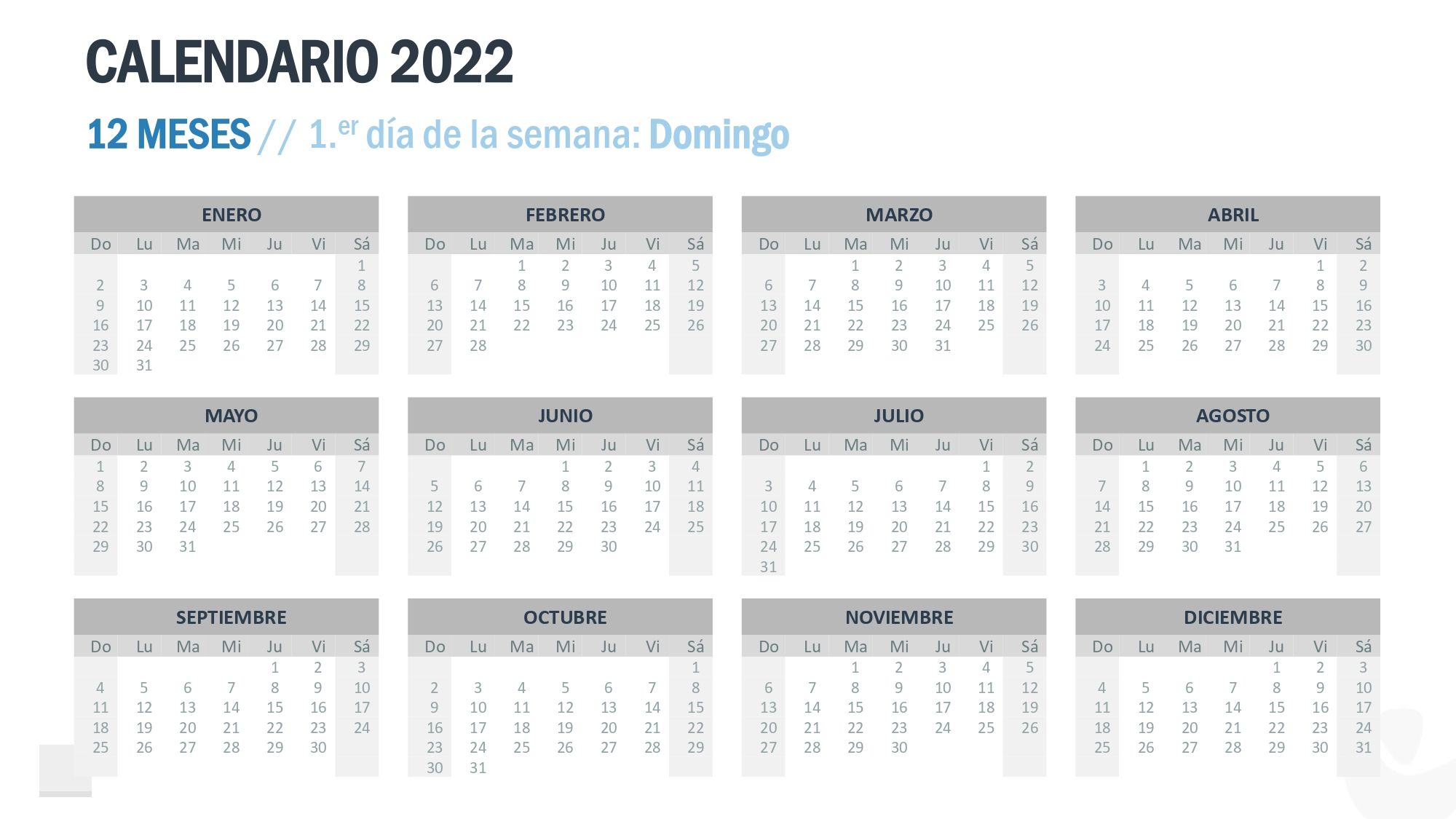 Calendario 2022 en PowerPoint