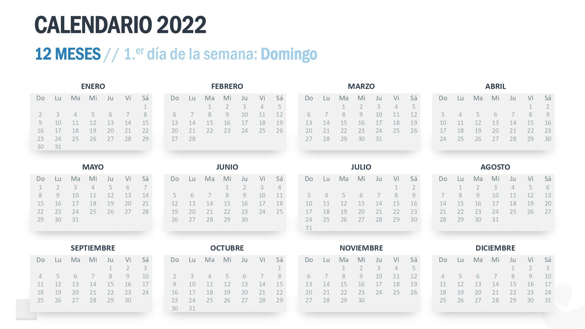 Calendario 2022 en PowerPoint
