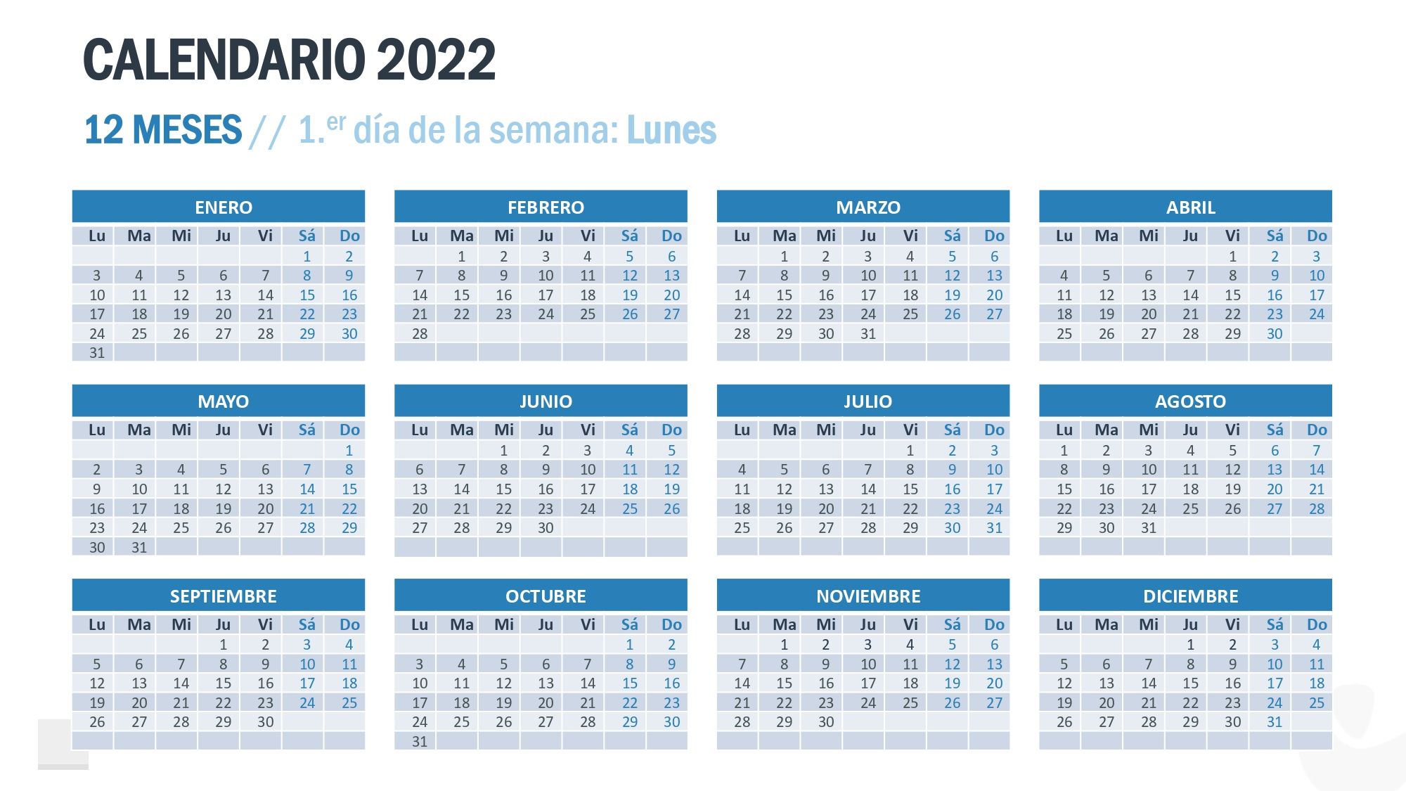 Calendario 2022 en PowerPoint