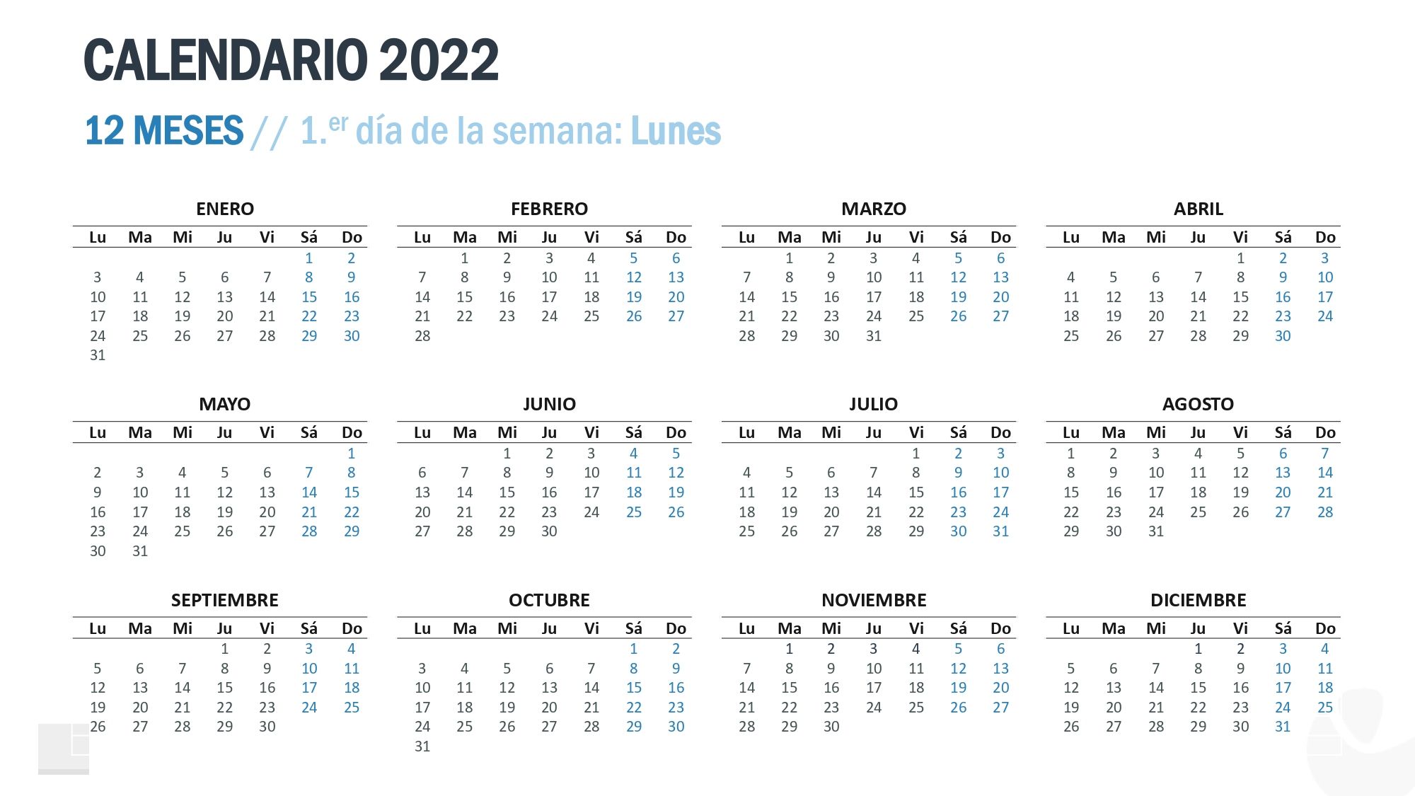 Calendario 2022 en PowerPoint