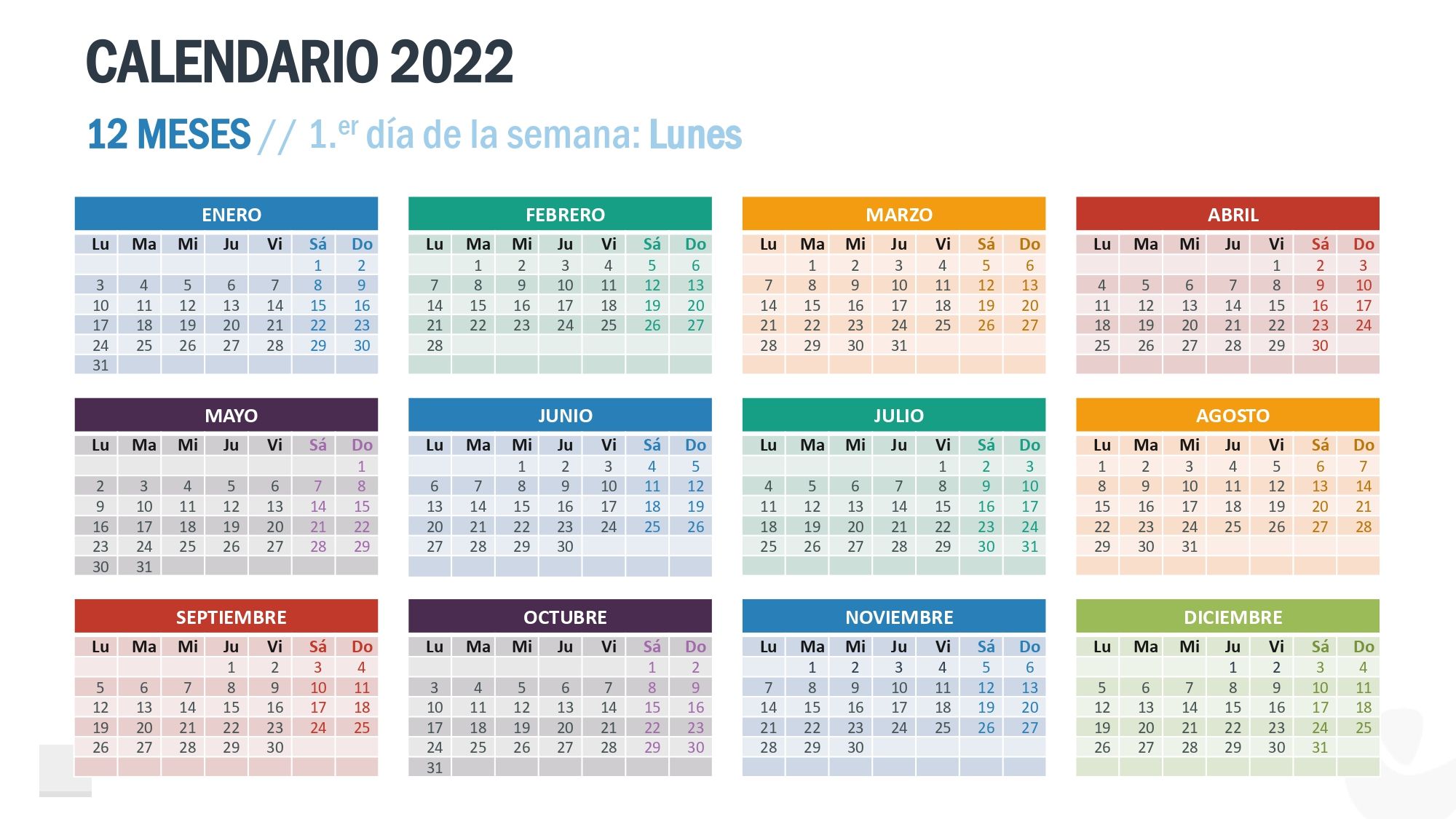 Calendario 2022 en PowerPoint