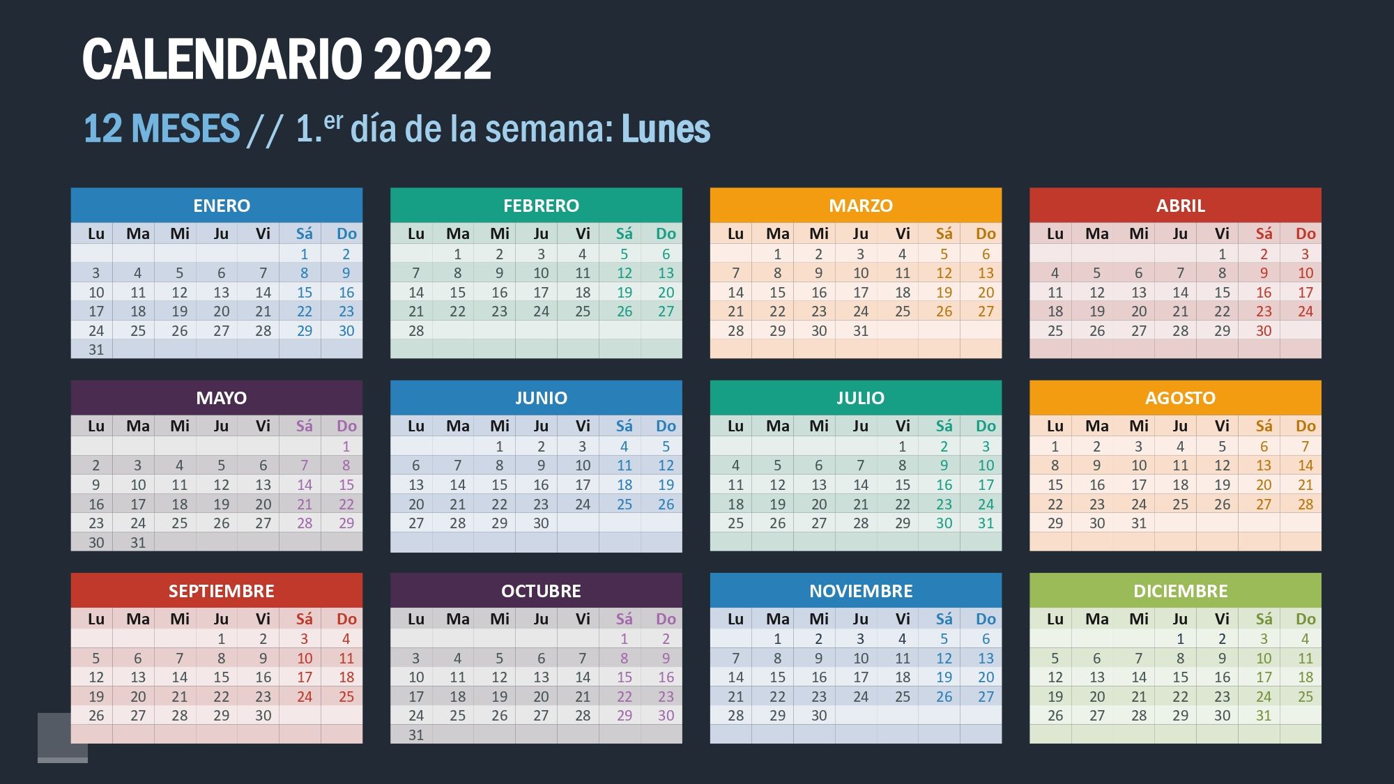 Calendario 2022 en PowerPoint