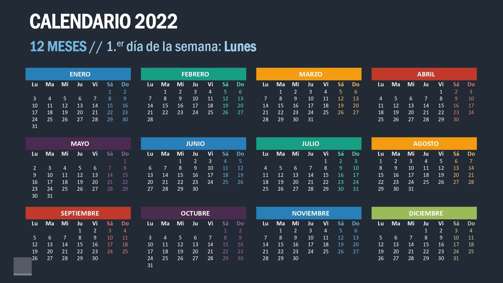Calendario 2022 en PowerPoint
