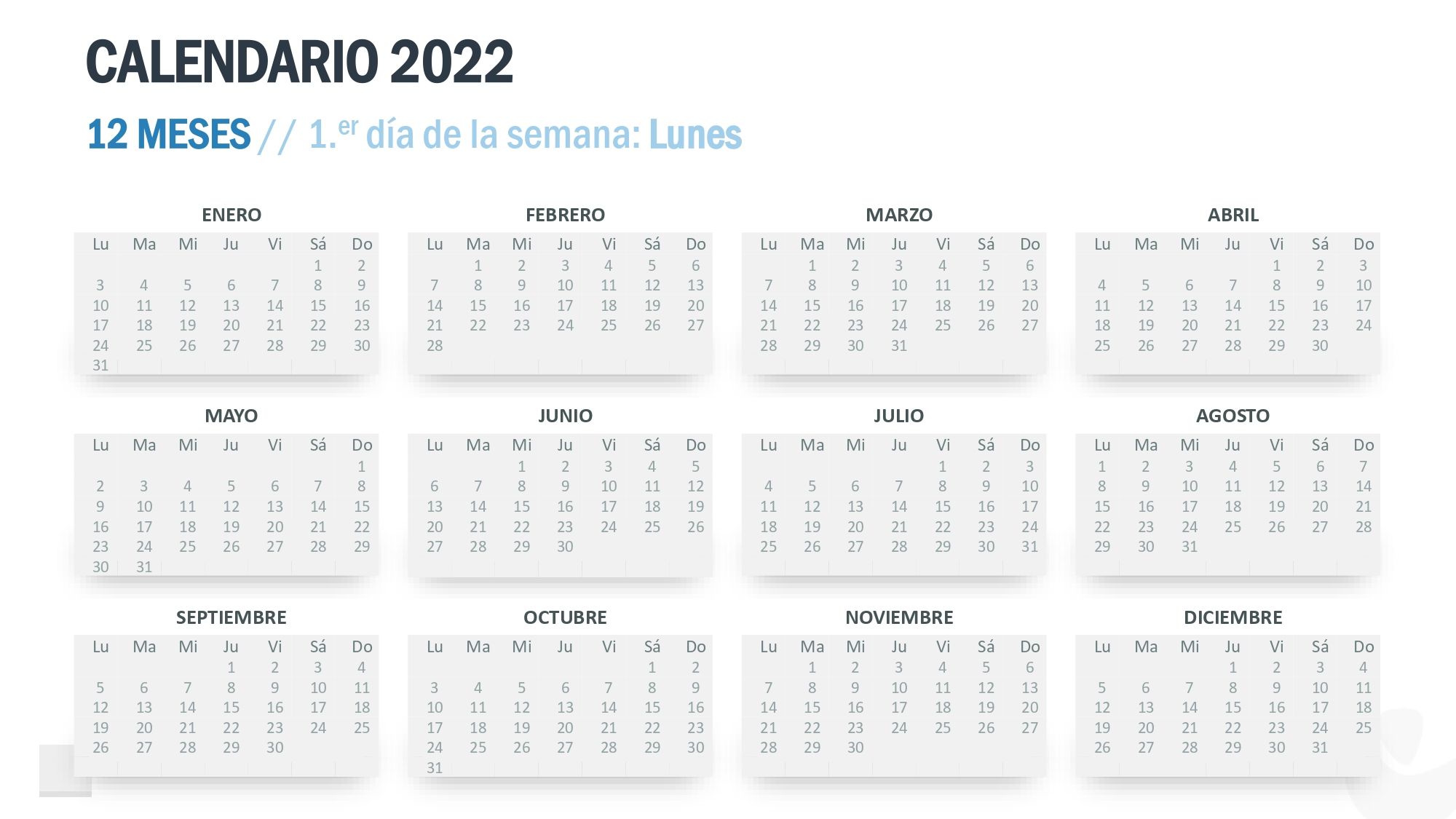 Calendario 2022 en PowerPoint