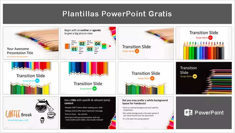 Lápices de colores Plantilla PowerPoint