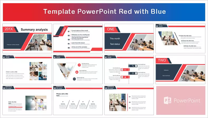 Azul con Rojo Plantilla PowerPoint