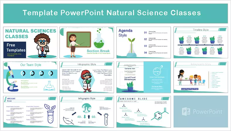 Clases de Ciencias Naturales Plantilla PowerPoint