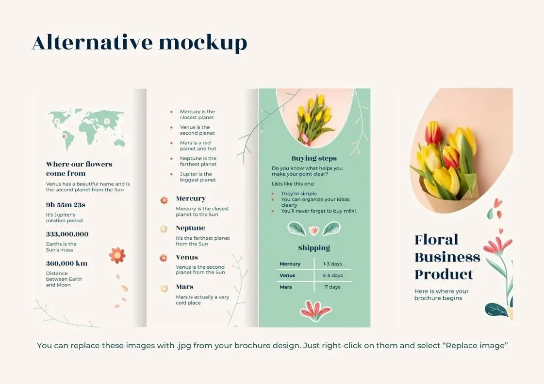 Folleto de Producto con Diseño Floral