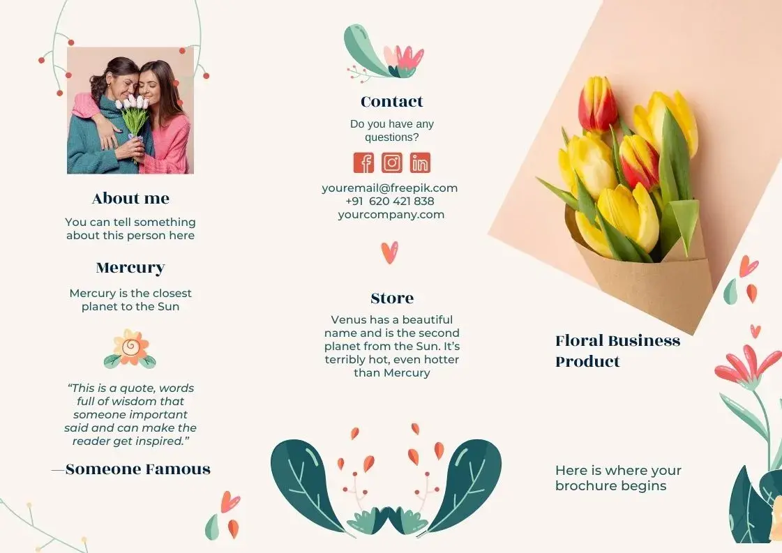 Folleto de Producto con Diseño Floral