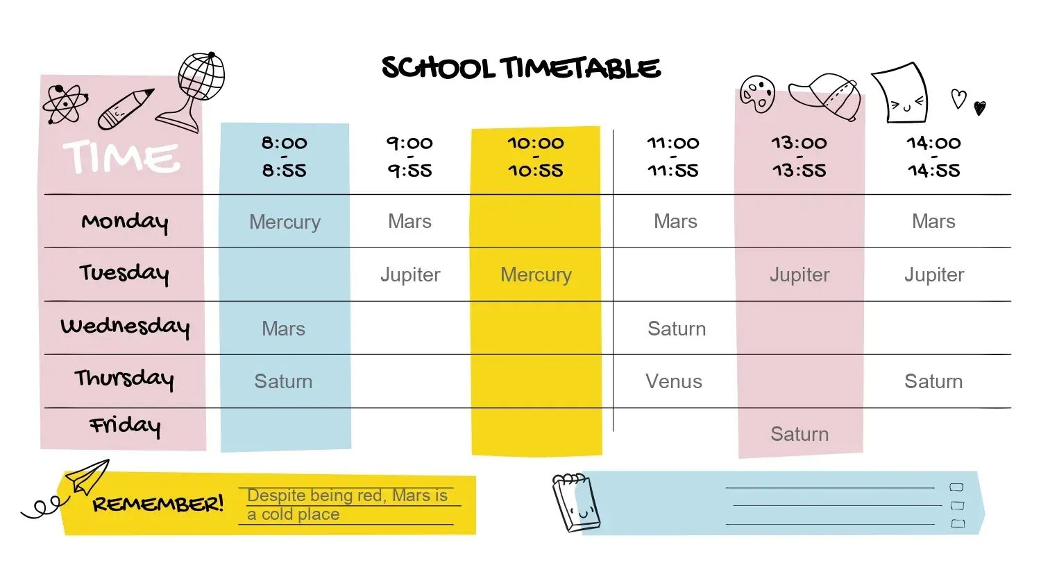 Horario de Clases Estilo Kawai