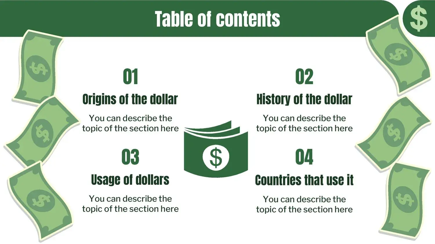 Plantilla PowerPoint Estilo Dólares